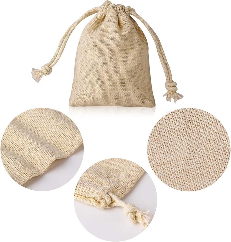 JIAKAI Pack of 30pcs 3x3.7Inch Double Drawstring Cotton Cloth Bag for Small Jewelry Bracelet Beads Spice Gift Bags - Image 3